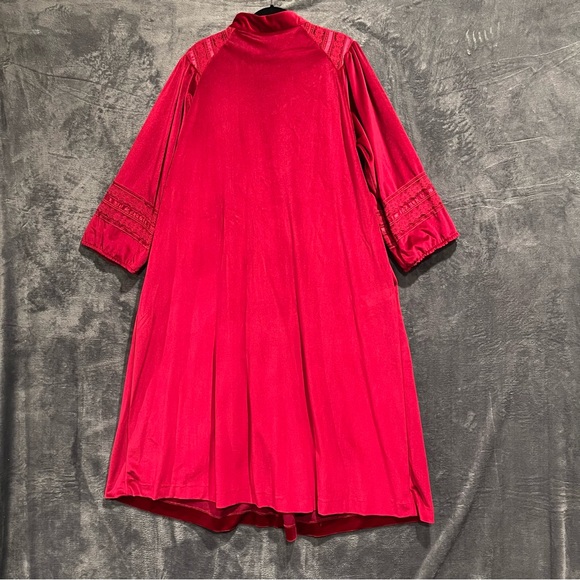 Vintage Women’s 2X House Dress Coat Lounge Ted Velour Zip Front Intricate Lace - Picture 6 of 15